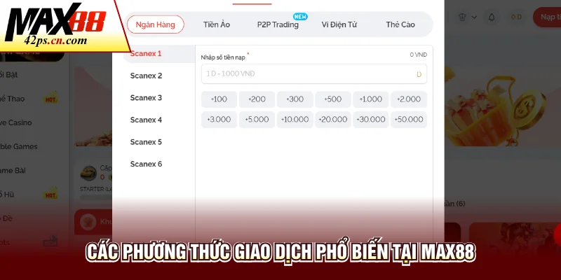 Các phương thức giao dịch phổ biến tại Max88
